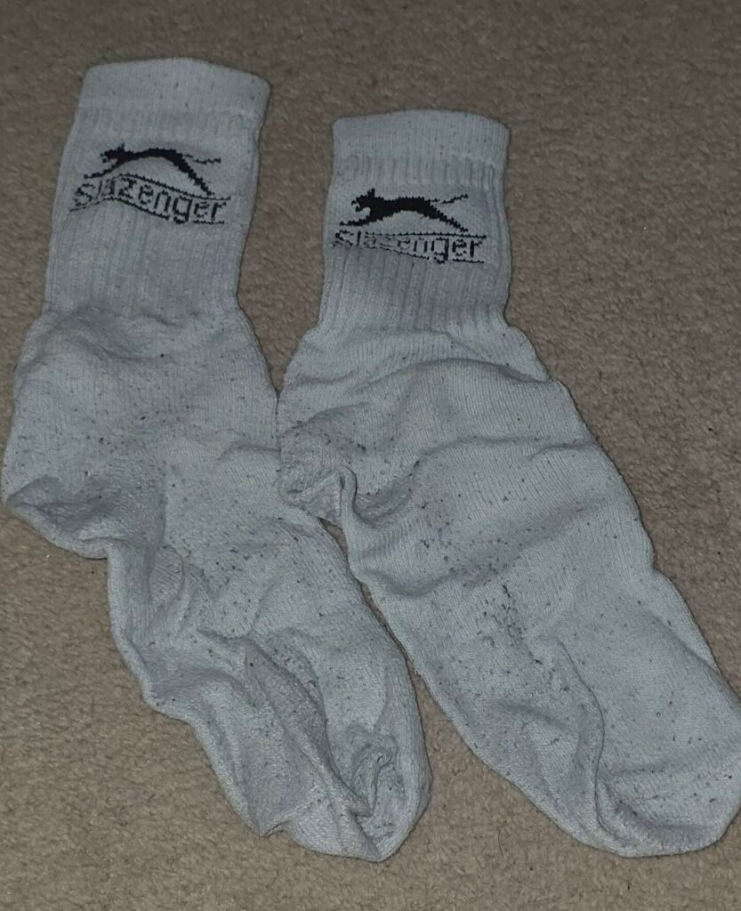 Cum filled Slazenger pair of white socks